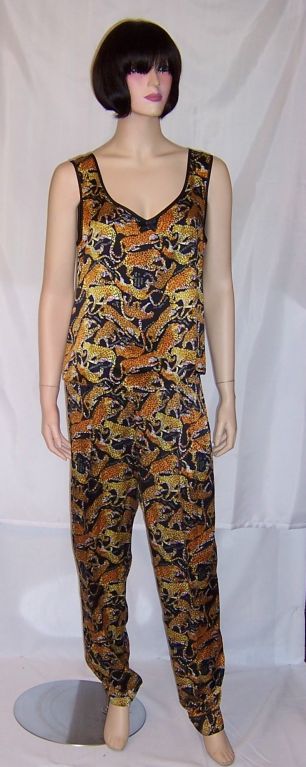 Three Piece Lounging Set by Nicole Miller in Leopard Print