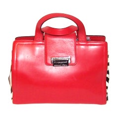 Adrienne Vittadini-Red Leather & Printed Zebra Handbag