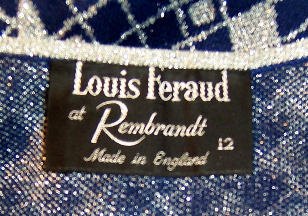 1960's Louis Feraud Maxi-Dress &Tunic Ensemble-Navy & Silver For Sale 5