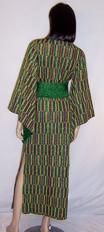 Women's 1960's,  Aled Couture of Israel,  Metallic Knit  Maxi-Dress For Sale