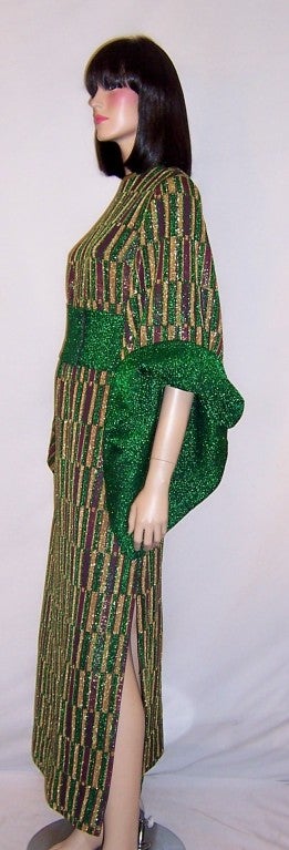 1960's,  Aled Couture of Israel,  Metallic Knit  Maxi-Dress For Sale 1