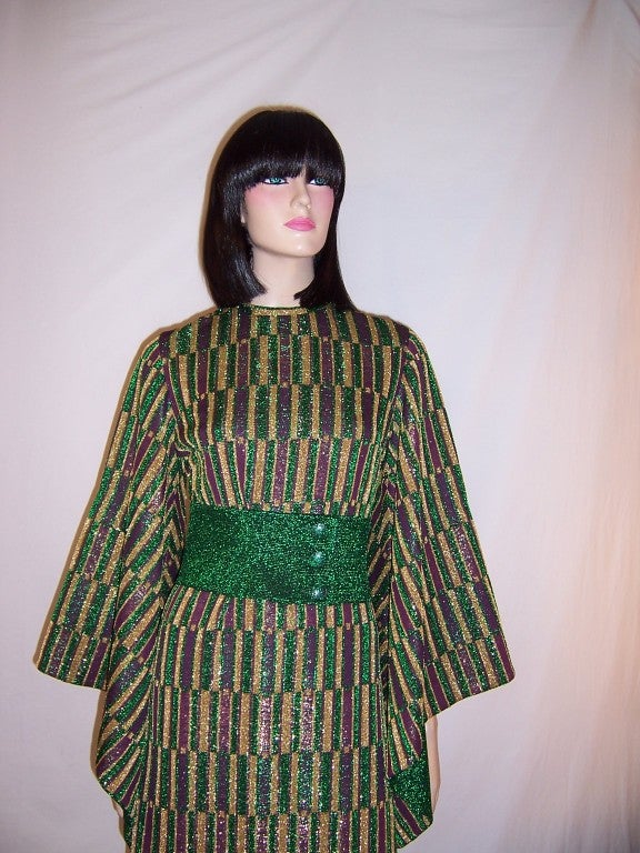 1960's,  Aled Couture of Israel,  Metallic Knit  Maxi-Dress For Sale 2