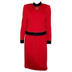 St. John Red and Navy Knit Suit