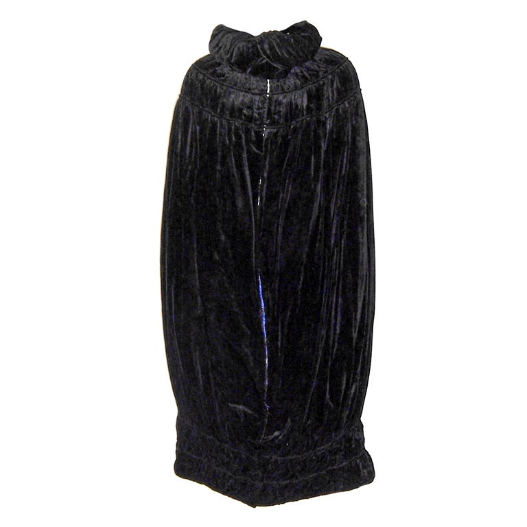 1920's  Black Silk Velvet Cocoon Evening Coat For Sale