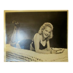 Vintage Original 1940's Photograph-Girl on Chenille Bedspread