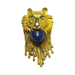 Vintage Pauline Rader Figural Lion Brooch/Pendant