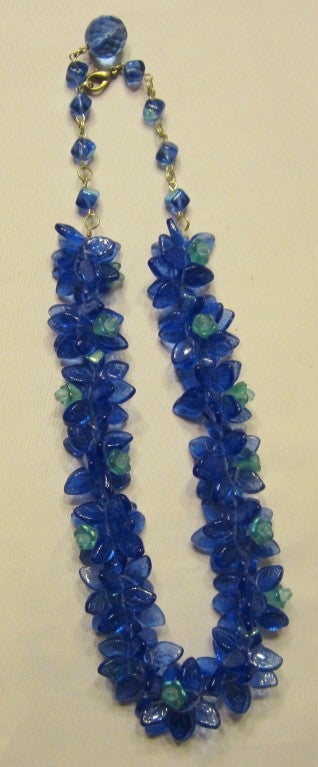 Cobalt Blue & Turquoise Glass Beaded Necklace