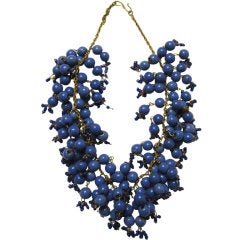 Multi-Beaded Glass Bib Necklace on Gold-Toned Chain