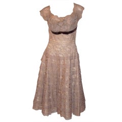 Henry A. Conder-1950's Mocha Lace Cocktail Dress