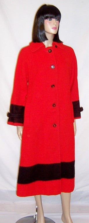 Hudson Bay Company Red & Black Four Point Blanket Coat