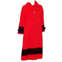 Vintage Hudson Bay Company Red & Black Four Point Blanket Coat