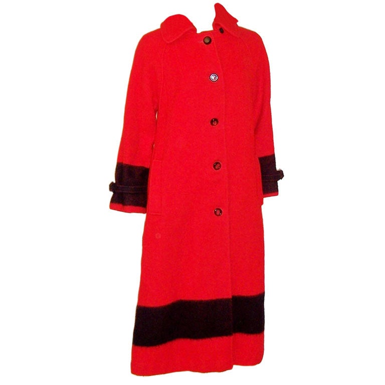 Hudson Bay Company Red and Black Four Point Blanket Coat at 1stdibs