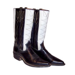 Men's 1940's Black & White Johnnie Walker Cowboy Boots