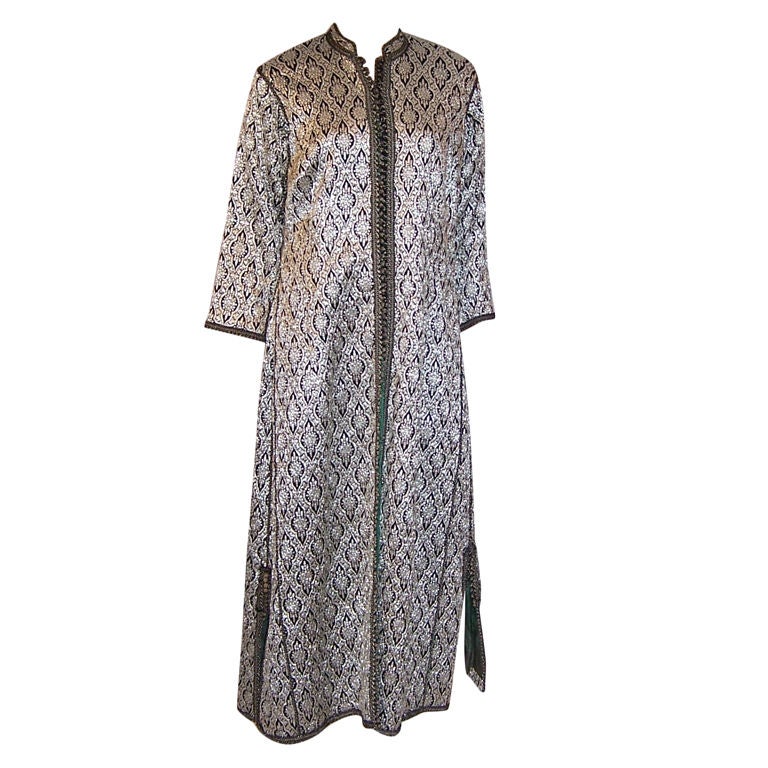 1920's Black & Silver Metallic/Lame Indian Robe For Sale