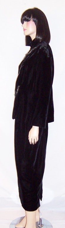 Jean-Louis Scherrer Couture Black Velvet Suit with Beadwork