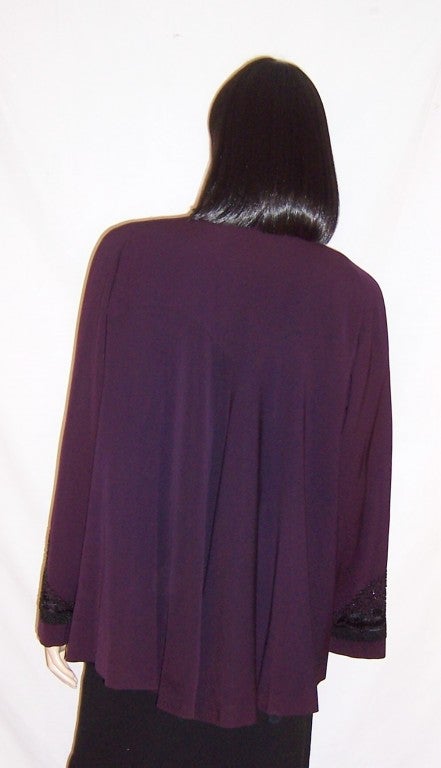 Women's 1940's Aubergine Swing Coat with Elaborate Beading & Embroidery For Sale