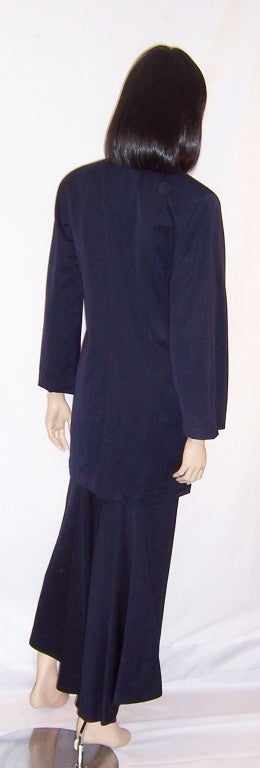 Women's Early Claude Montana Midnight Navy Suit with Modified Train For Sale