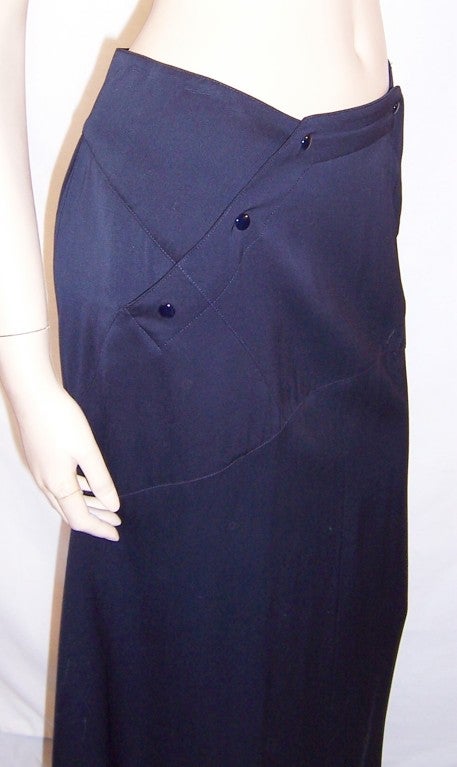Early Claude Montana Midnight Navy Suit with Modified Train For Sale 3