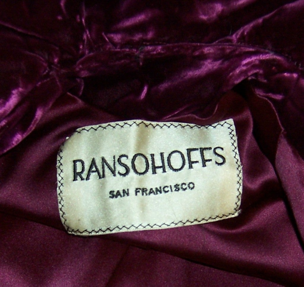 Opulent Plum-Colored Velvet Coat from Ransohoffs-San Francisco For Sale 2