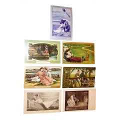 Seven Valentine Romantic Antique Postcards Dating from 1908-1910