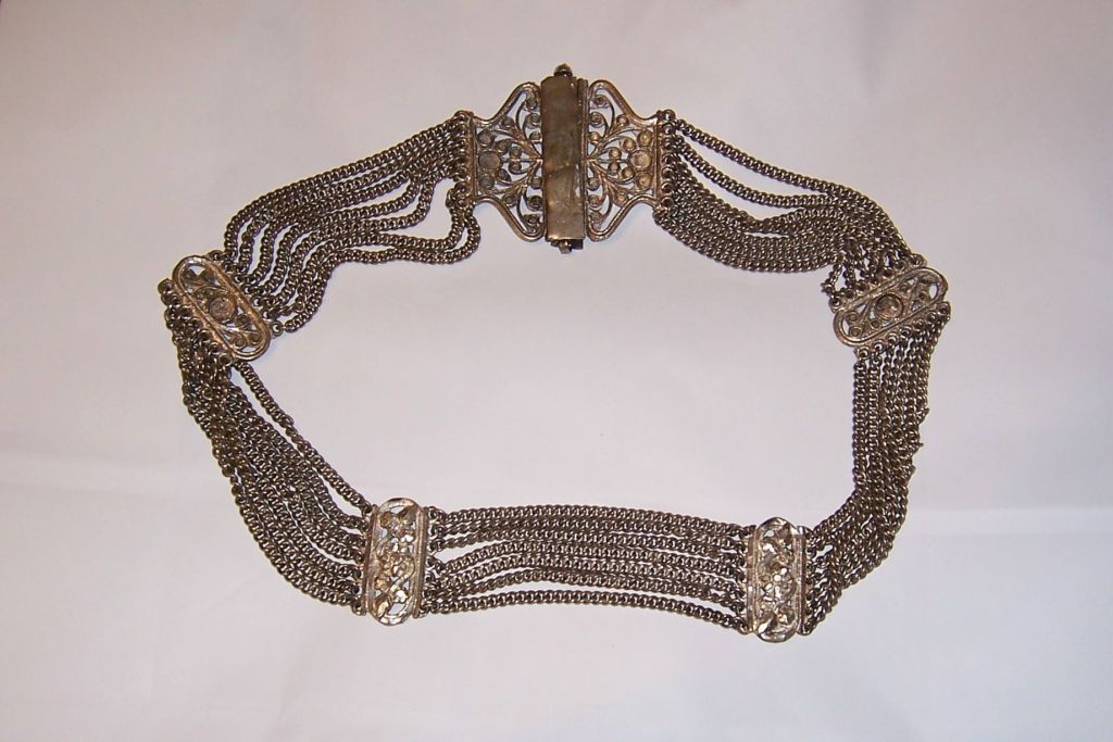 Old Indian Silver-Toned Belt (Unmarked)