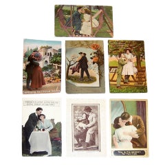 Seven Valentine/Romantic Antique Postcards Dating from 1910-1914
