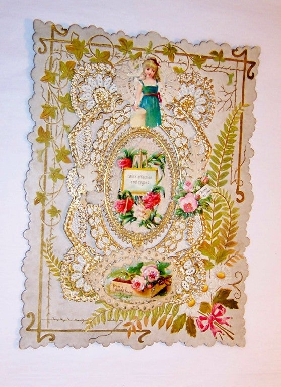 Original Victorian Valentine with  Multiple Layers of Paper Lace