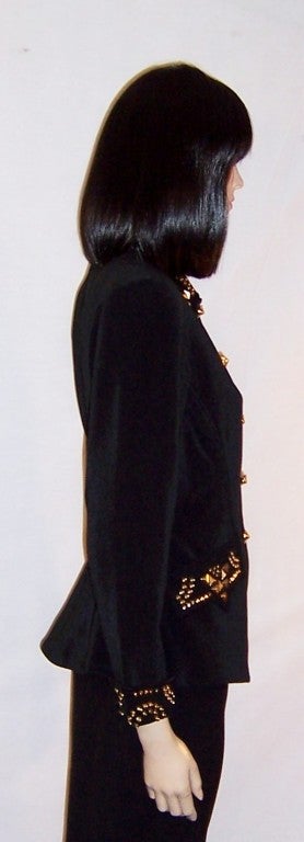 Women's Tadashi Black Blazer with Brass Studs & Embellishments For Sale