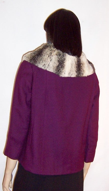 Women's Dan Millstein New York-Paris-Violet Jacket w Chinchilla Collar For Sale