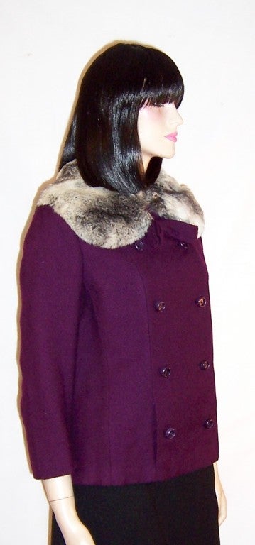 Dan Millstein New York-Paris-Violet Jacket w Chinchilla Collar For Sale 1