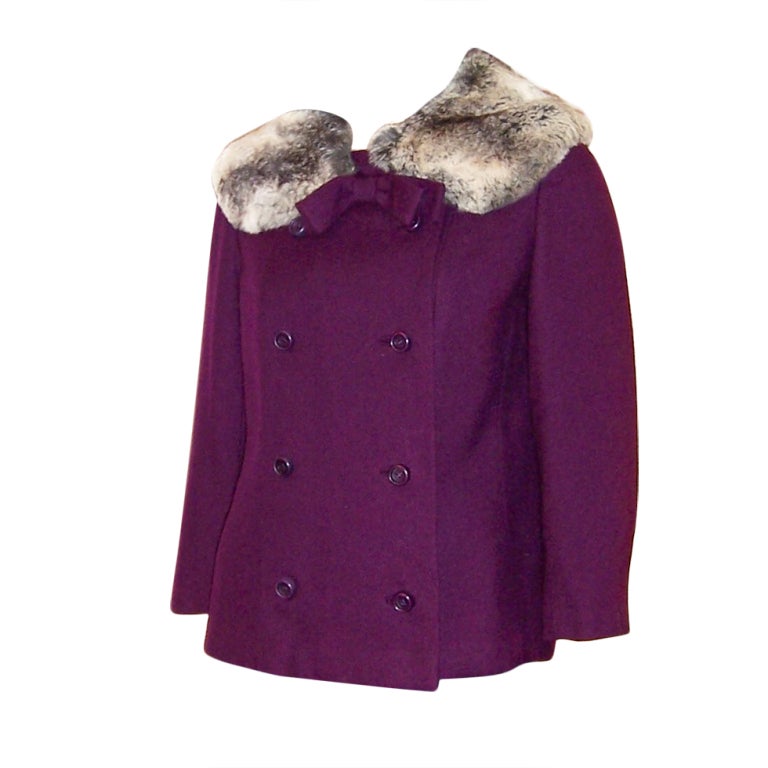 Dan Millstein New York-Paris-Violet Jacket w Chinchilla Collar For Sale