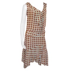 Vintage Mayle-Silk, Sleeveless Tie Neck Dress w. Pleated  Hemline