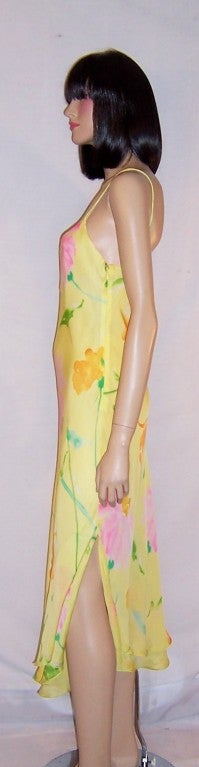 Women's Floral Printed Yellow Silk Gown by Ralph Lauren-(New with Tags) For Sale