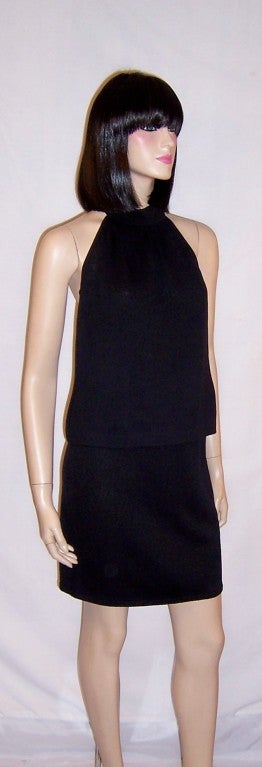 St. John- Knit Black Halter Top and Pull-on  Skirt Ensemble
