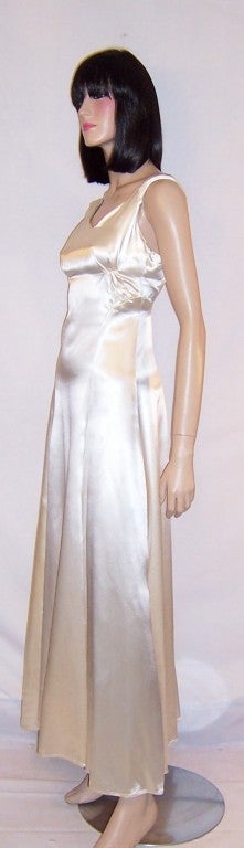 Early 1940's White Satin Gown with Interesting Details For Sale 3