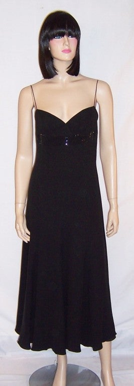 Escada-Germany-Black Sleeveless Gown with Rhinestone Bodice