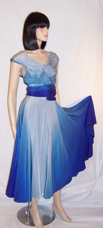 Women's Early 1940's Hand-Dyed Silk Ombre Gown