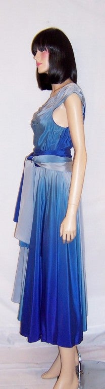 Early 1940's Hand-Dyed Silk Ombre Gown 1