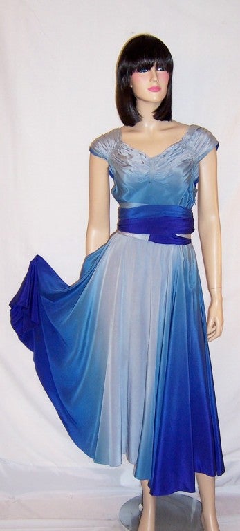 Early 1940's Hand-Dyed Silk Ombre Gown 4