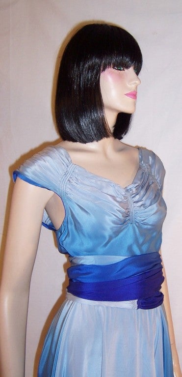 Early 1940's Hand-Dyed Silk Ombre Gown 5
