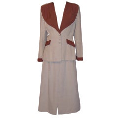 Dramatic & Fabulous 1940's Burnt Sienna & Light Tan Suit