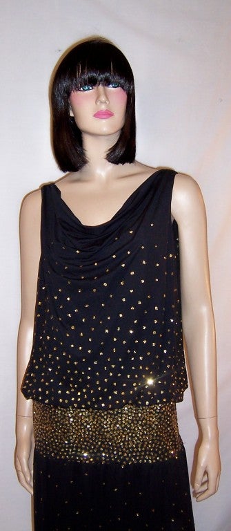 Michael Maiello for Pat Richards Black Gown with Sequins For Sale 2