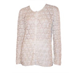 Finely Crocheted Ivory Evening Cardigan