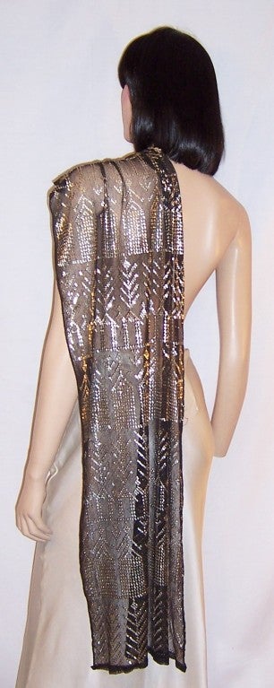 1920's Assuit Egyptian Shawl-Hammered  Silver on Black Tulle For Sale 1