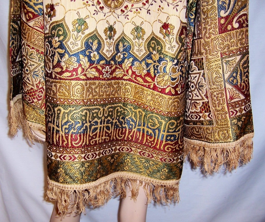 1920's Silk Brocaded Bohemian Jacket with Fringe For Sale 3