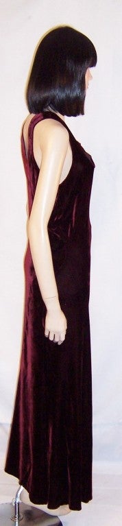 1930's Deep Burgundy Silk Velvet Gown & Matching Bolero For Sale 1