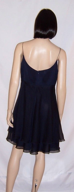 Kay Unger-Evening-Elegant Navy Chiffon Cocktail Dress For Sale 1