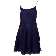 Kay Unger-Evening-Elegant Navy Chiffon Cocktail Dress