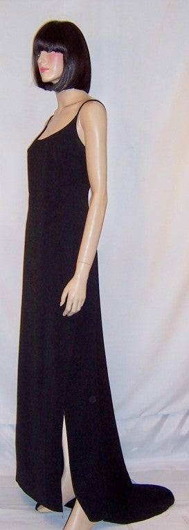 Women's Badgley Mischka-Elegant Black Evening Gown with Train For Sale