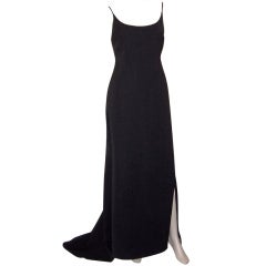 Used Badgley Mischka-Elegant Black Evening Gown with Train